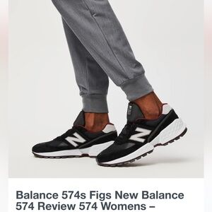 FIGS New Balance 574 Black and White Athletic Shoes